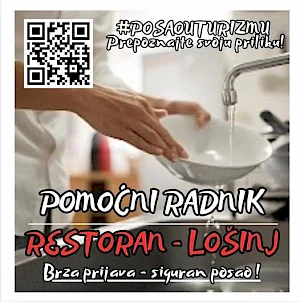 POMOĆNI RADNIK / SUĐE (m/ž) - Restoran, Ilovik, Lošinj