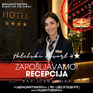 SHIFT LEADER / SUPERVIZOR RECEPCIJE (m/ž) - Resort 4*, Bar, Crna Gora