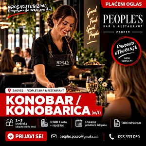KONOBAR / KONOBARICA (m/ž) - People's Bar & Restaurant, Zagreb