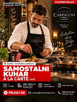 SAMOSTALNI KUHAR – À LA CARTE (m/ž) - Ristorante Carpaccio, Zagreb